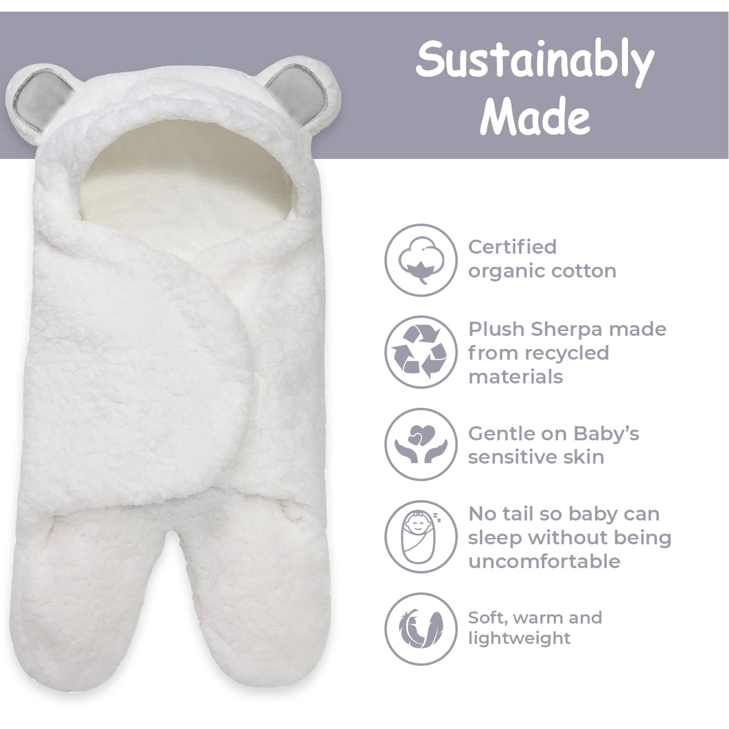 Organic Newborn Swaddle Wrap - Gender Neutral Soft Baby Blanket, Perfect Gift for Baby Registry (Grey 0-3 Months)