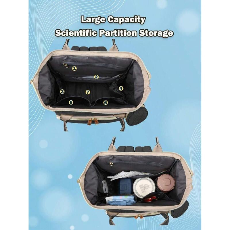 1Pc Baby Diaper Bag Backpack with Changing Station, Multifunction Portable Waterproof Large Capacity Travel Baby Changing Bags, Baby Stuff Organizer , Baby Registry Search, Baby Diaper Bags for Boys & Girls, Baby Shower Gifts, Newborn Baby Essential Gifts