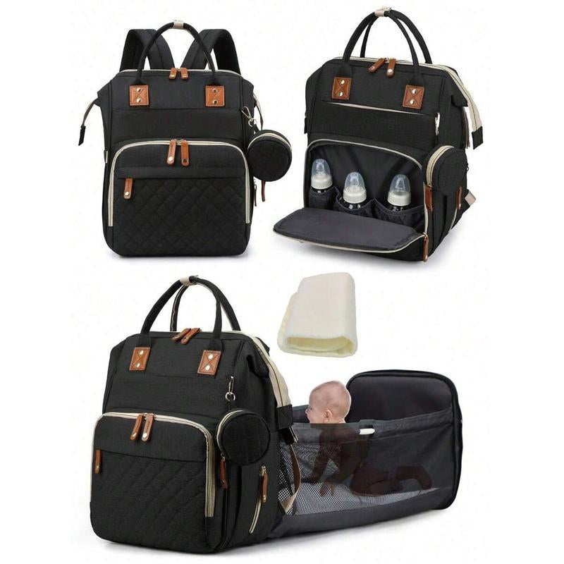 1Pc Baby Diaper Bag Backpack with Changing Station, Multifunction Portable Waterproof Large Capacity Travel Baby Changing Bags, Baby Stuff Organizer , Baby Registry Search, Baby Diaper Bags for Boys & Girls, Baby Shower Gifts, Newborn Baby Essential Gifts