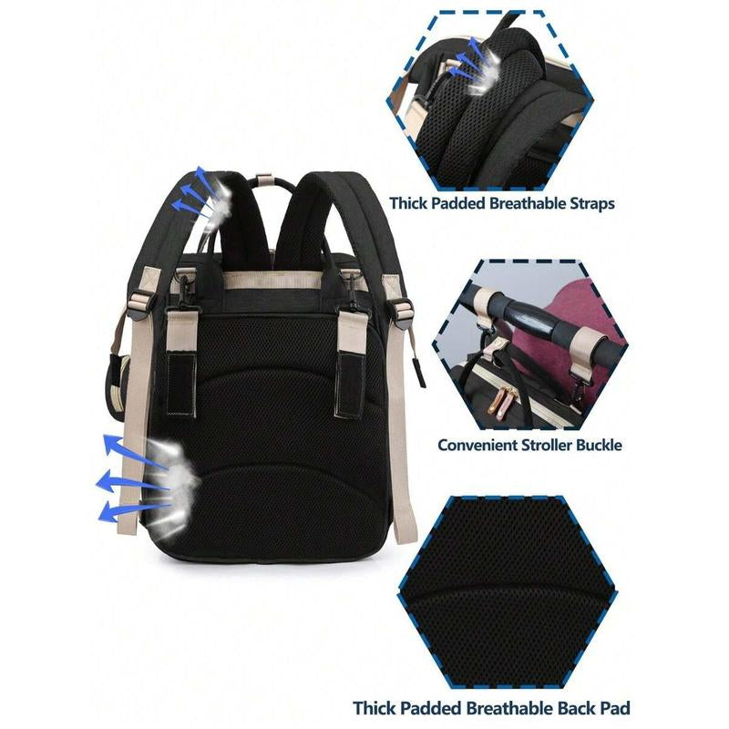 1Pc Baby Diaper Bag Backpack with Changing Station, Multifunction Portable Waterproof Large Capacity Travel Baby Changing Bags, Baby Stuff Organizer , Baby Registry Search, Baby Diaper Bags for Boys & Girls, Baby Shower Gifts, Newborn Baby Essential Gifts