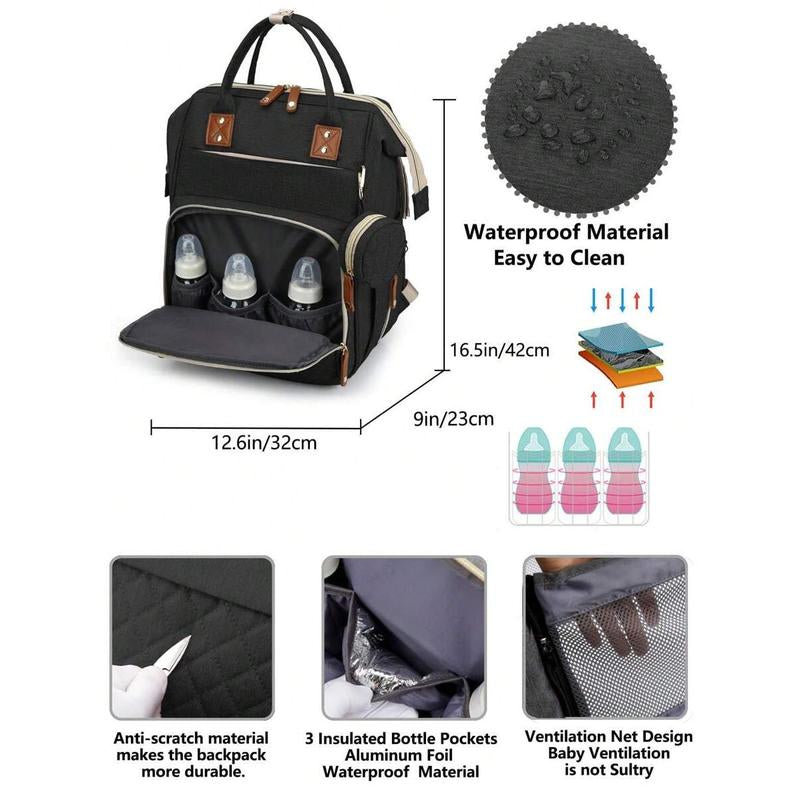 1Pc Baby Diaper Bag Backpack with Changing Station, Multifunction Portable Waterproof Large Capacity Travel Baby Changing Bags, Baby Stuff Organizer , Baby Registry Search, Baby Diaper Bags for Boys & Girls, Baby Shower Gifts, Newborn Baby Essential Gifts