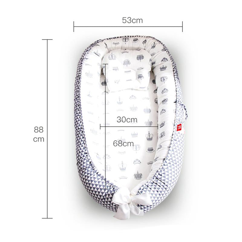 Baby Bed, Foldable Washable Floral Print Baby Cot with Pillow