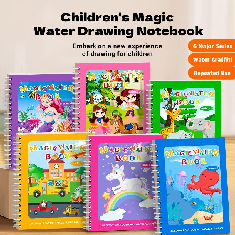 3/6 Pack Reusable Water Coloring Book for Toddlers,Doodle Paint with Water,Mess-Free Coloring Book,Portable Educational Drawing Toy Gifts,Magic Water Painting Book with Pen,Painting Board Activity Books,Travel Toys for Kids,Suitable for 3-6 Years Old