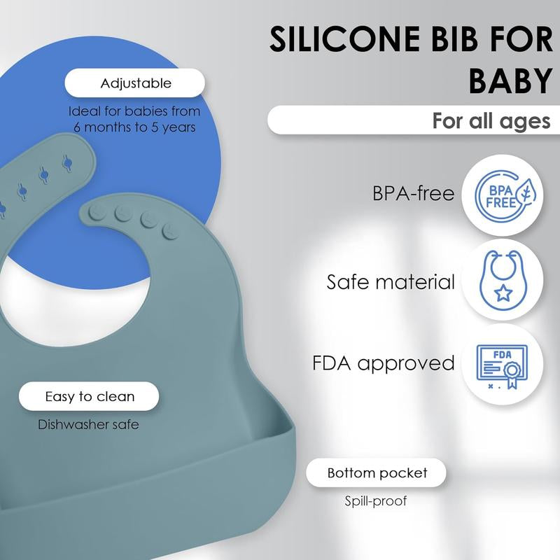 11 PCS Silicone Baby Feeding Set with Pacifier - Baby Led Weaning Supplies - Baby Spoons, Suction Bowl - Plate - Baby Utensils Set - Silicone Feeding Set for Baby First Foods