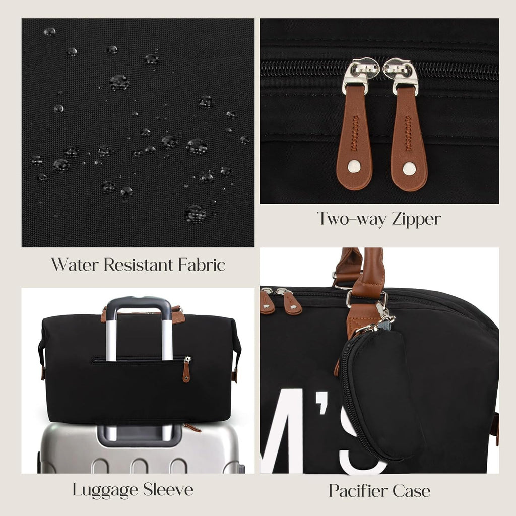 6-Piece Large Diaper Bag Tote Set with Changing Pad, Two Organizing Pouches, Pacifier Case, Straps, and Stroller Hook - Ideal for Hospital and Weekend Travel